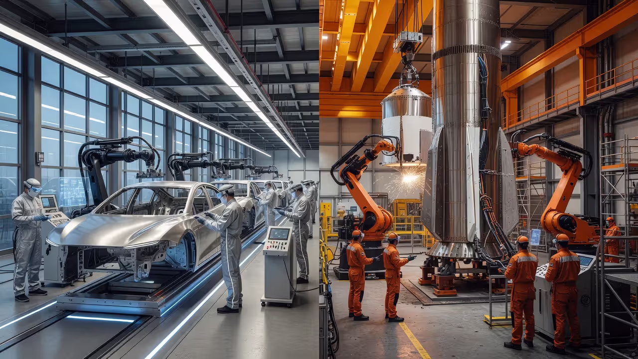 Сравнение производства Tesla и SpaceX